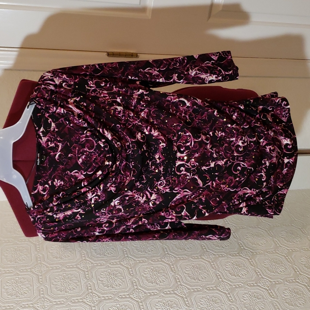 Style&Co Blouse Black & Purple  Size Small Sequins